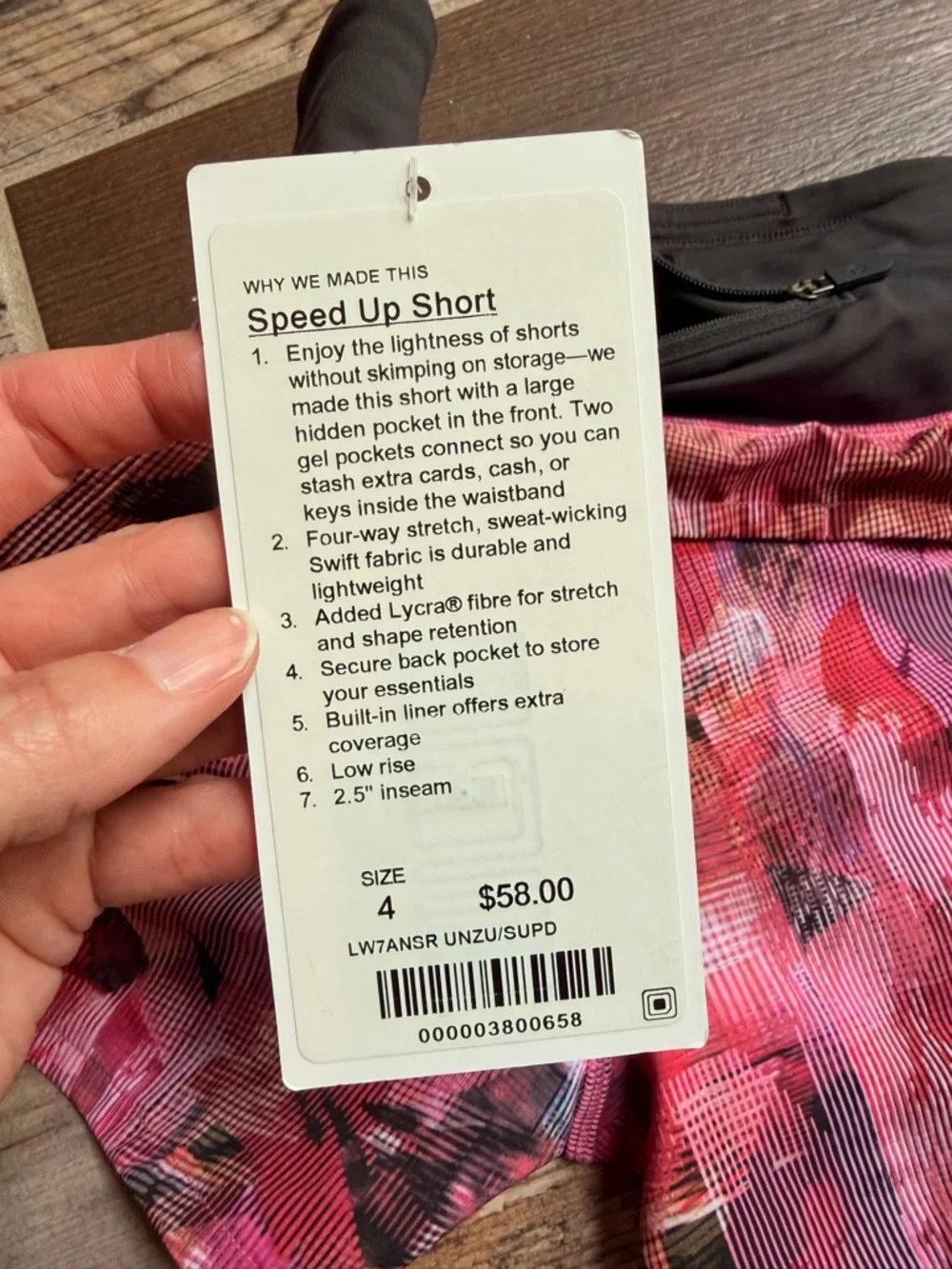 lululemon athletica Pink Abstract Print Running Shorts with Black Waistband
